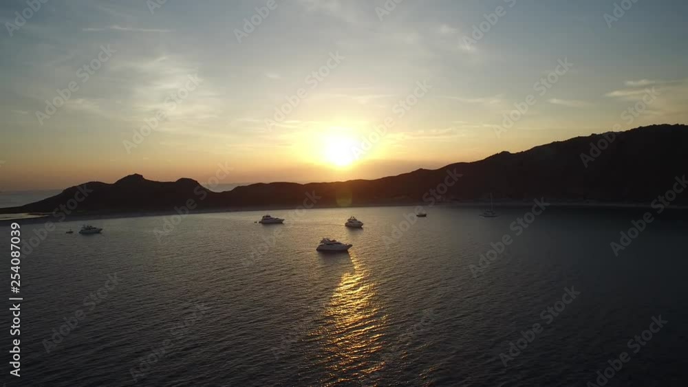Aerial view of the San Francisquito Island at sunrise. Baja California Sur. Aerial view of the San Francisquito Island at sunrise. Baja California Sur.