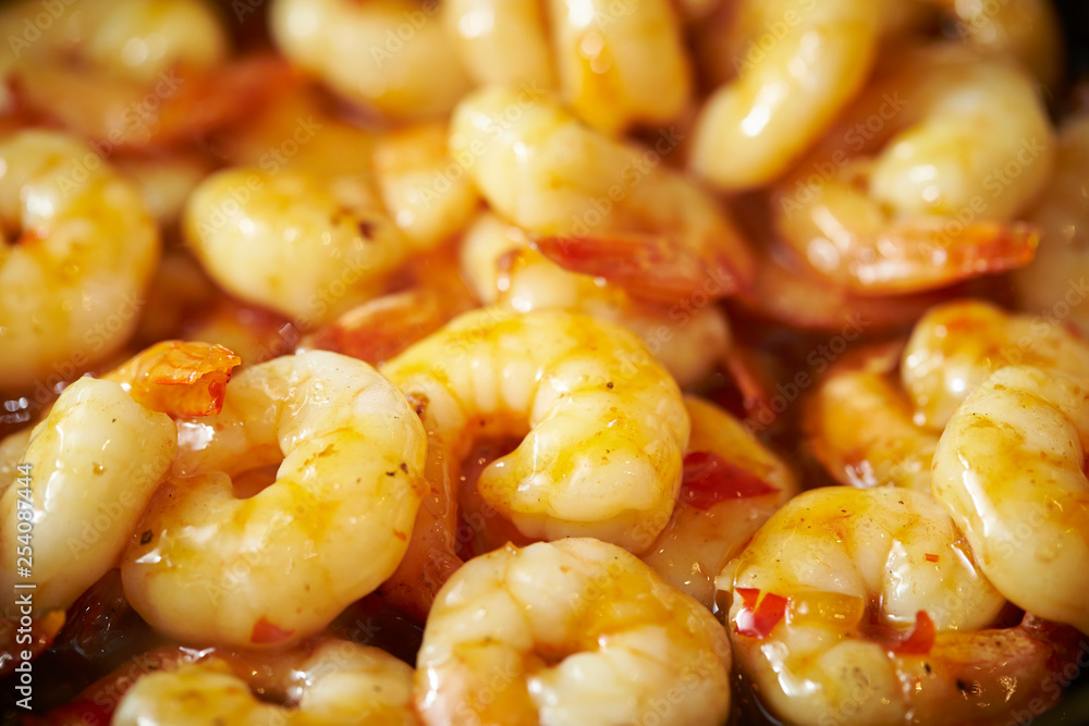 Grilling shrimps with sauce Grilling shrimps with sauce