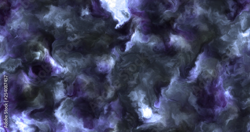 Stormy violet and blue clouds in a nebula in space, slowly moving, forming and dissolving,