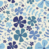 Blue Seamless floral pattern from my little garden. Vector illustration