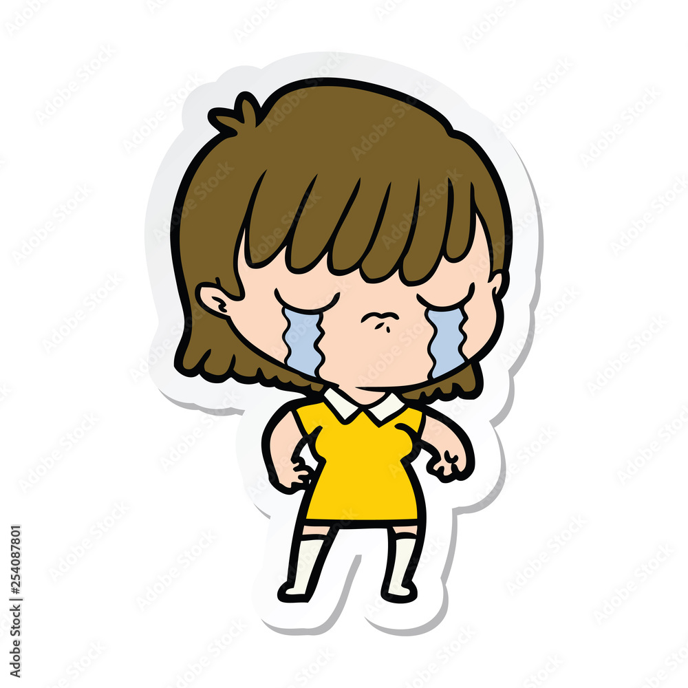 sticker of a cartoon woman crying sticker of a cartoon woman crying