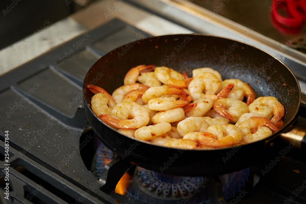 Grilling shrimps with sauce Grilling shrimps with sauce