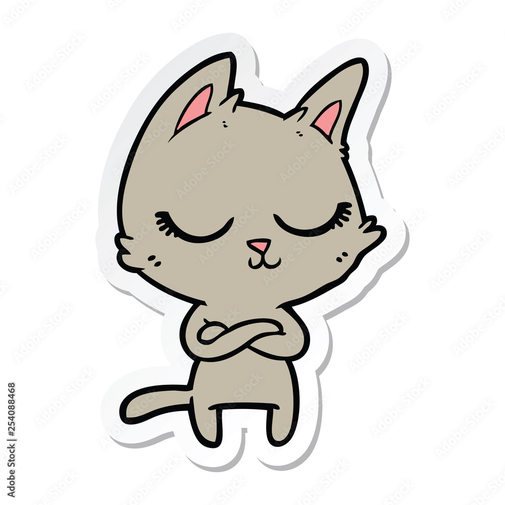 sticker of a calm cartoon cat sticker of a calm cartoon cat