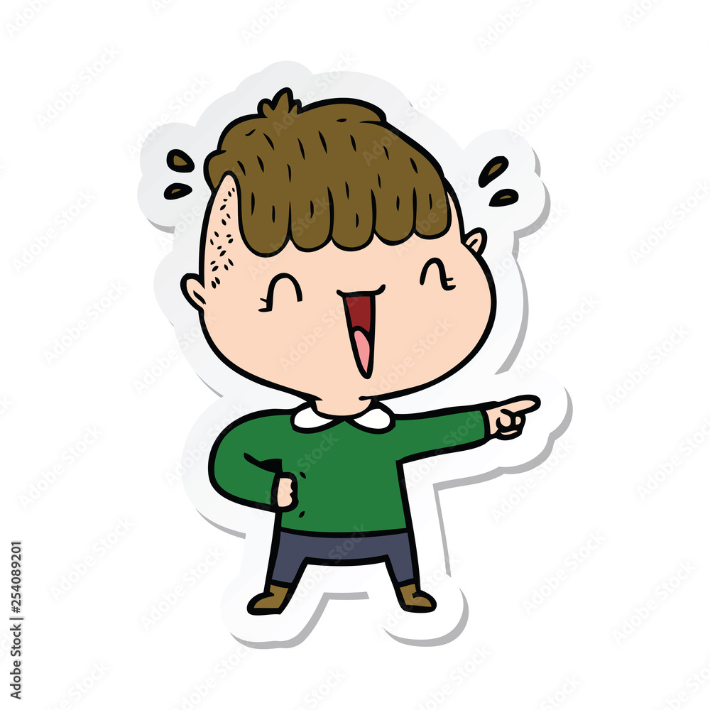 sticker of a cartoon happy boy surprised sticker of a cartoon happy boy surprised