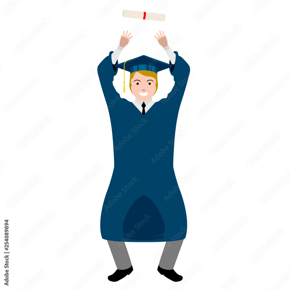 Isolated graduating man image. Vector illustration design