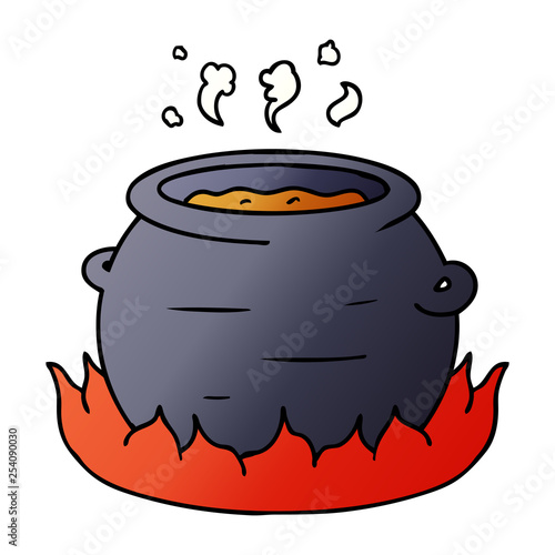 gradient cartoon doodle of a pot of stew