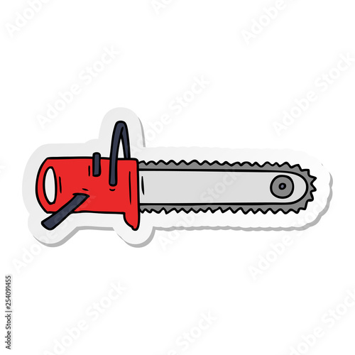 sticker cartoon doodle fo a chain saw