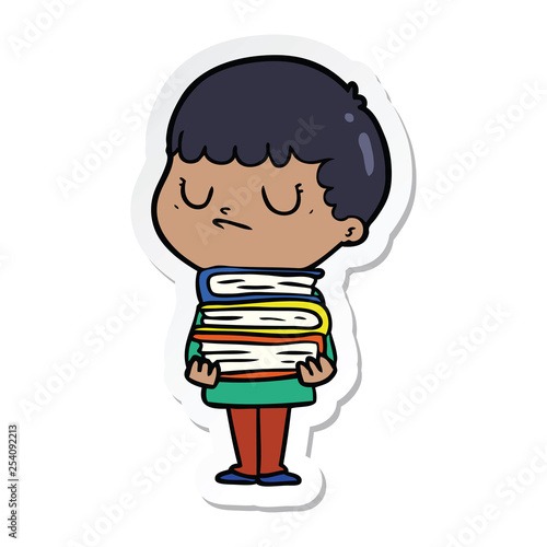 sticker of a cartoon grumpy boy