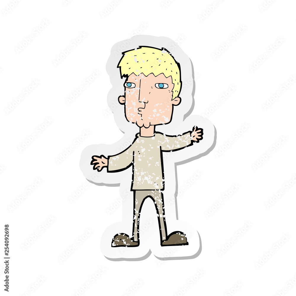 Fototapeta premium retro distressed sticker of a cartoon curious man