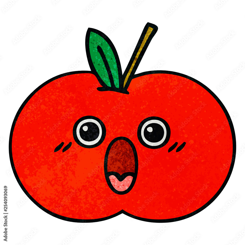 Obraz premium retro grunge texture cartoon red apple