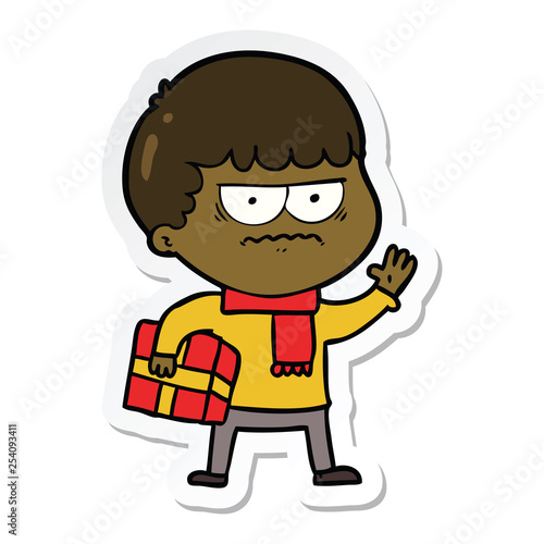 sticker of a cartoon annoyed man