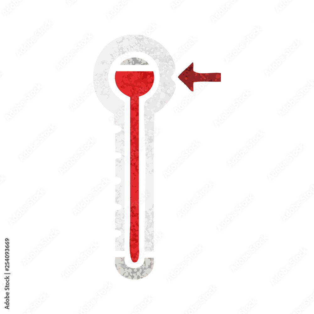 retro illustration style cartoon hot thermometer retro illustration style cartoon hot thermometer