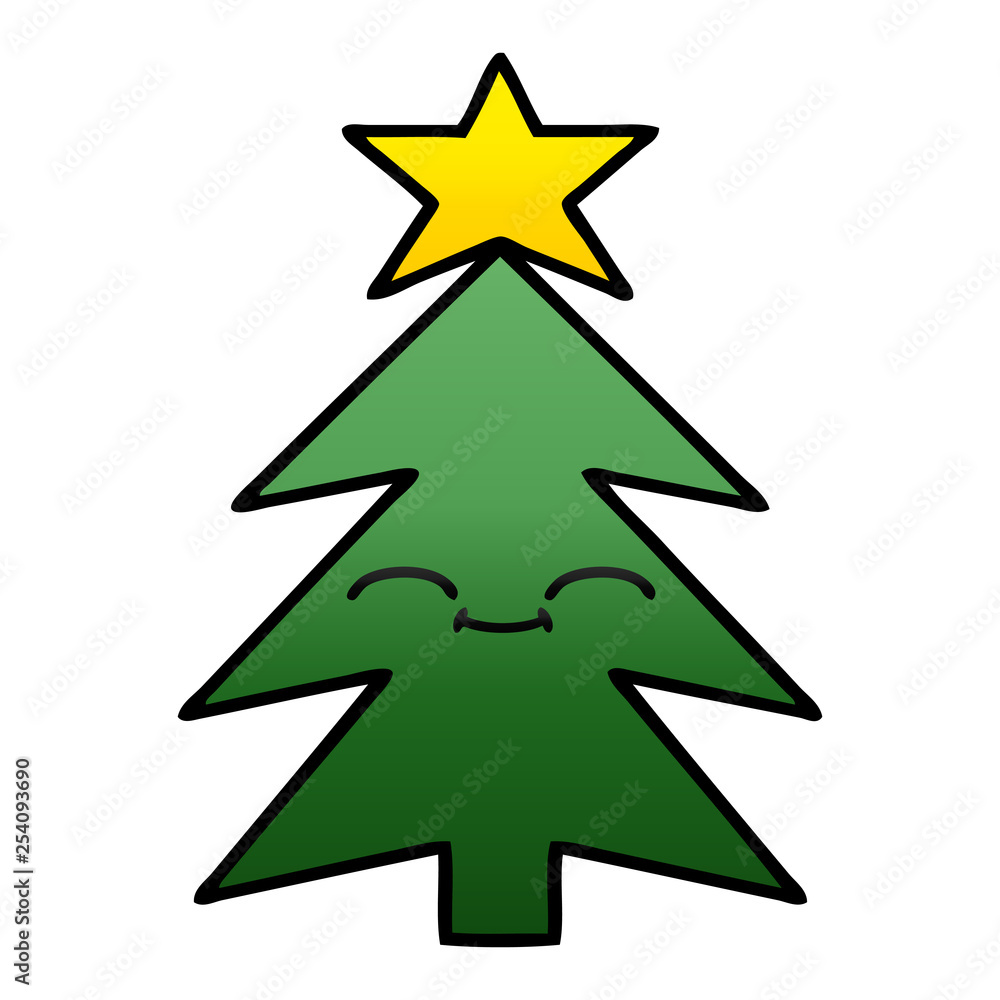 gradient shaded cartoon christmas tree