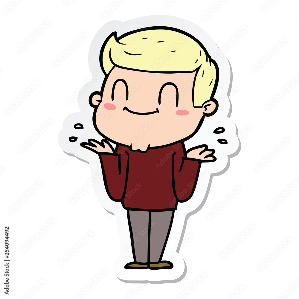 sticker of a cartoon friendly man