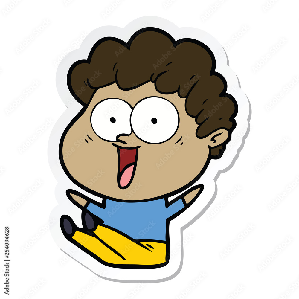 sticker of a cartoon happy man