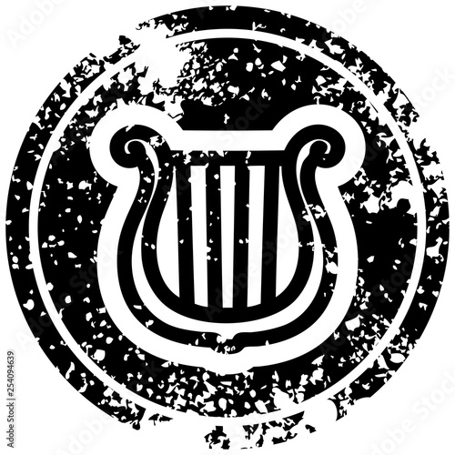 musical instrument harp distressed icon