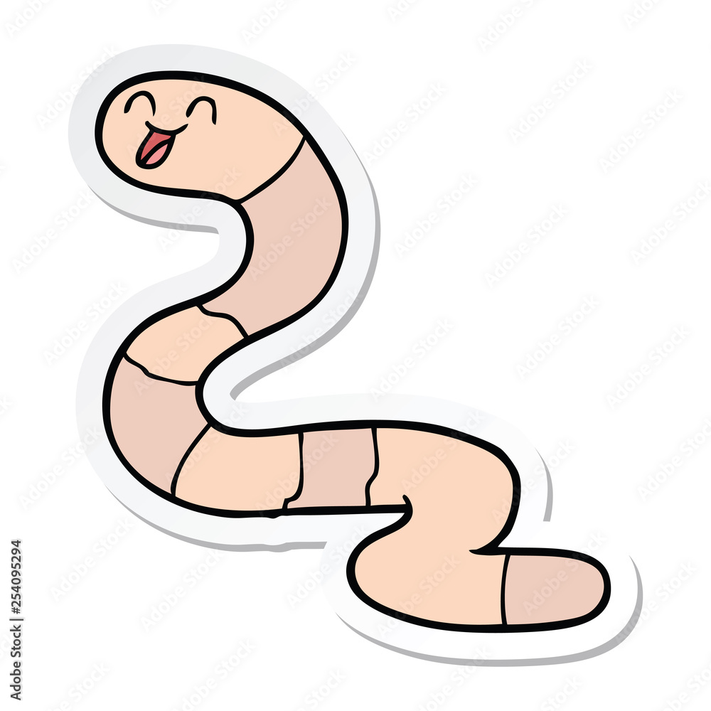 Fototapeta premium sticker of a cartoon worm
