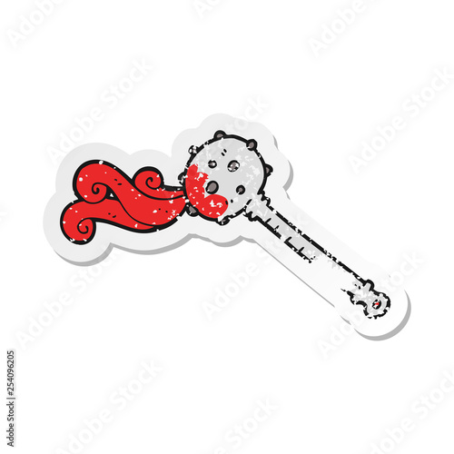 retro distressed sticker of a cartoon medieval mace