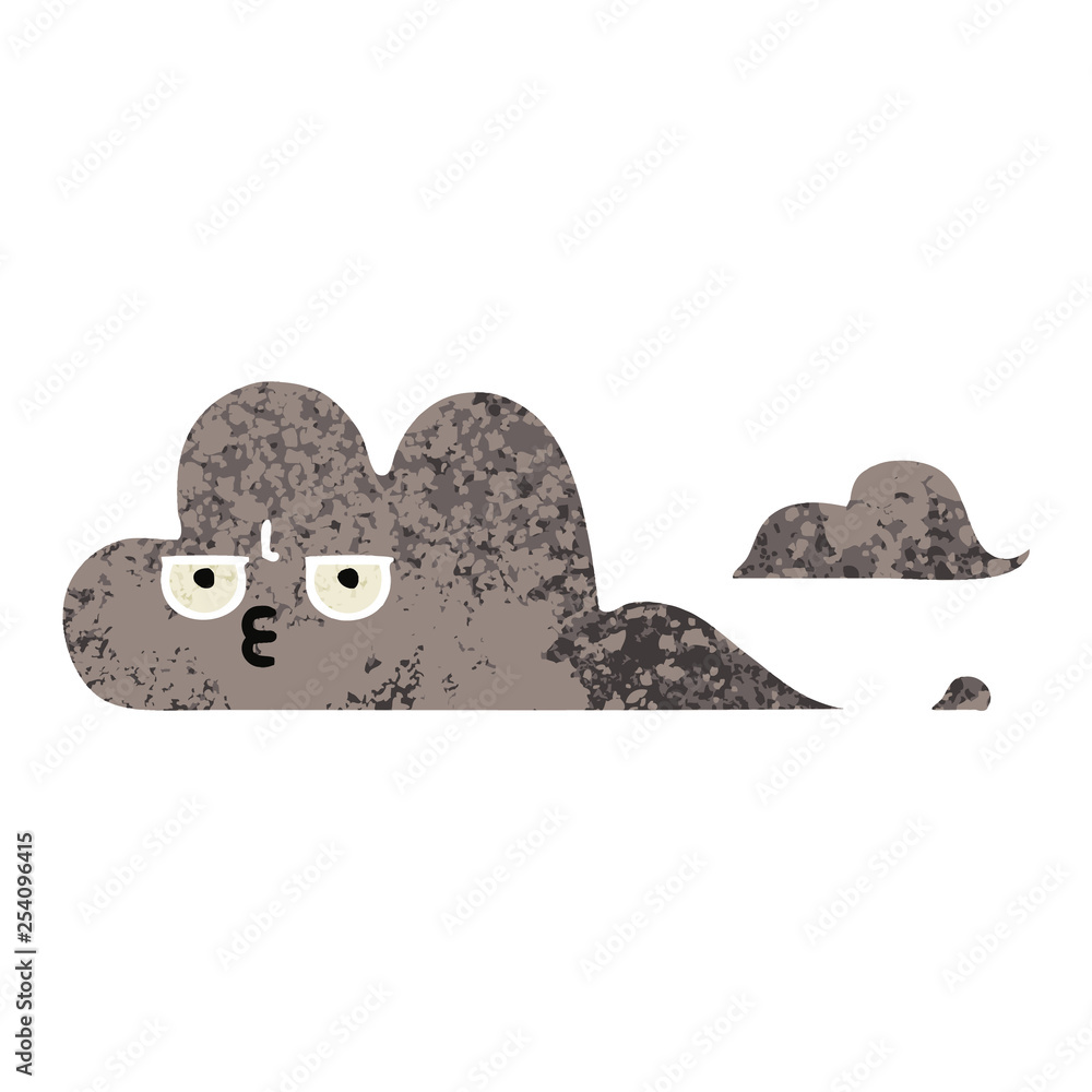 retro illustration style cartoon storm cloud retro illustration style cartoon storm cloud