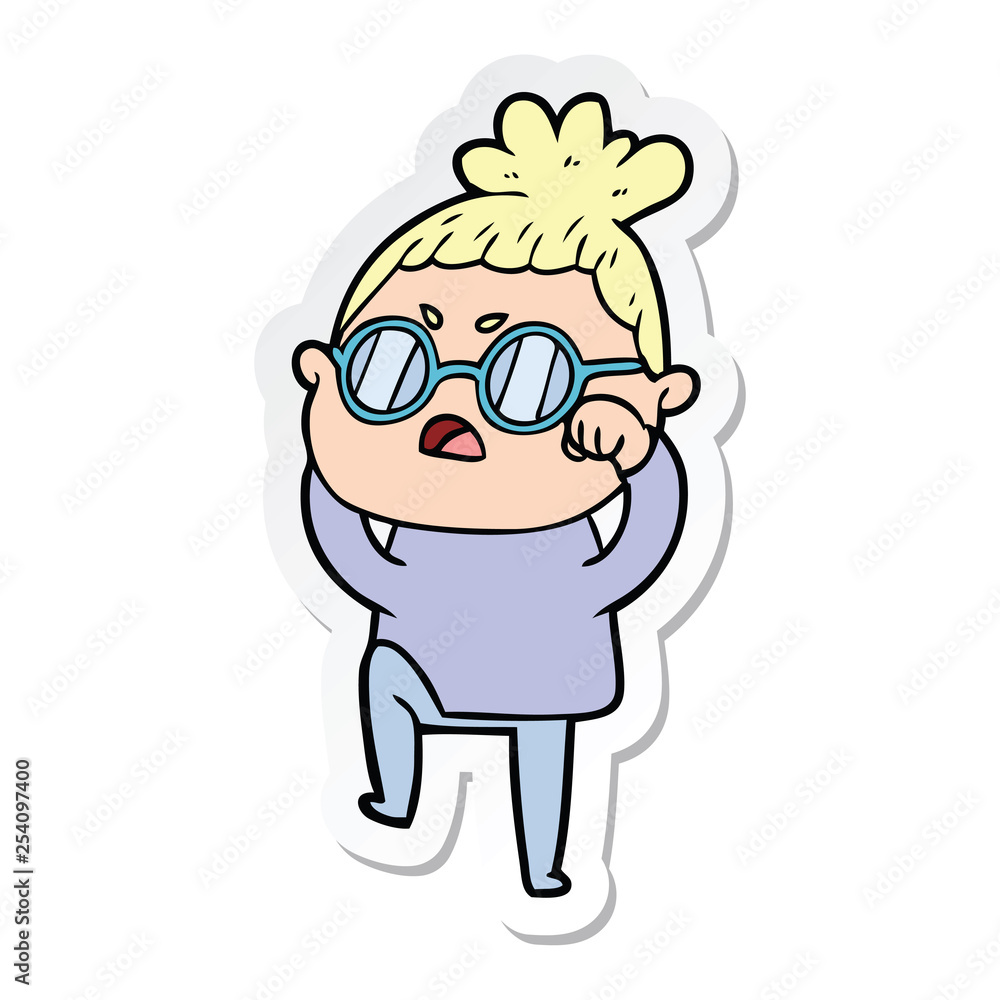 sticker of a cartoon annoyed woman sticker of a cartoon annoyed woman