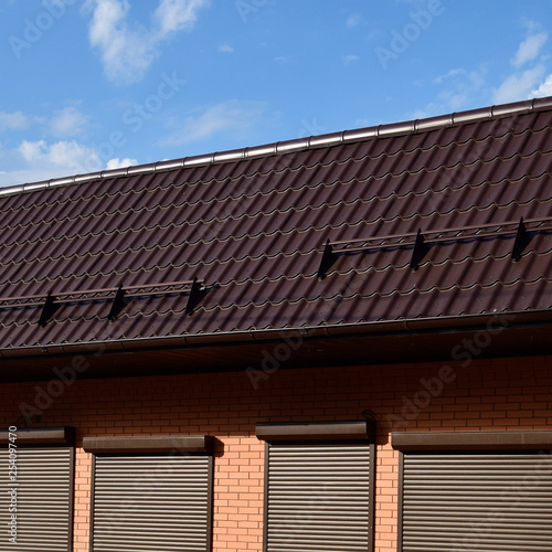 The roof of corrugated sheet on a building