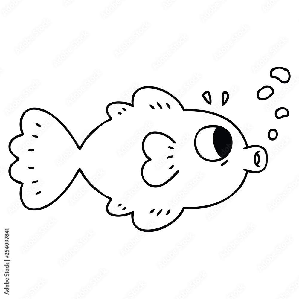 quirky line drawing cartoon fish quirky line drawing cartoon fish