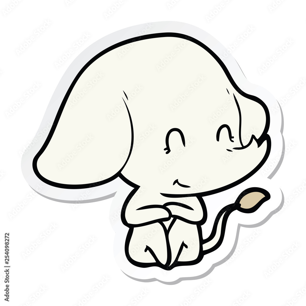 sticker of a cute cartoon elephant sticker of a cute cartoon elephant
