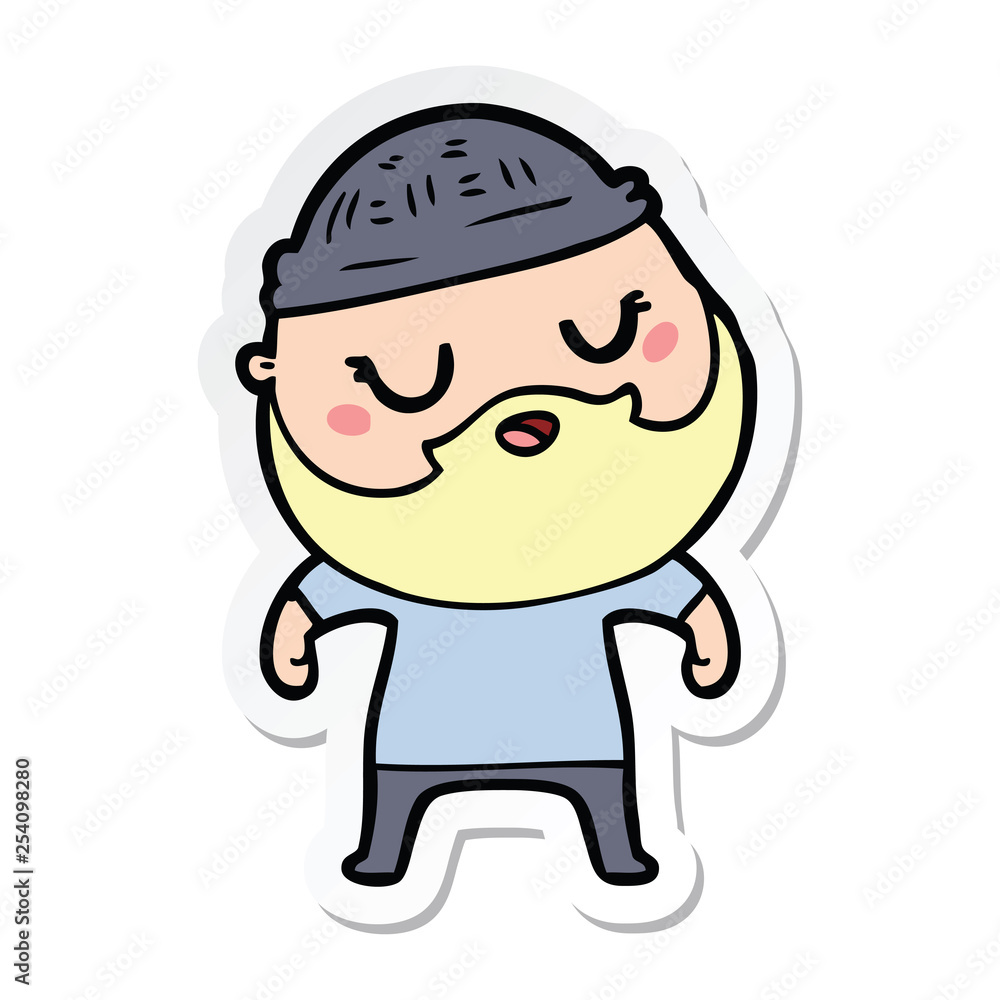 sticker of a cute cartoon man with beard