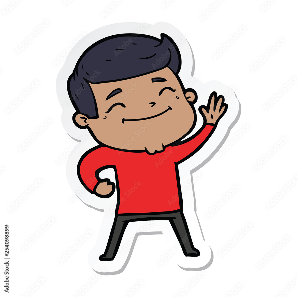 sticker of a happy cartoon man sticker of a happy cartoon man
