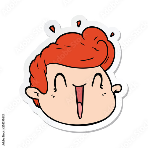 sticker of a cartoon male face surprised