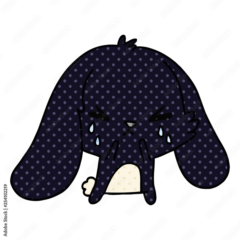 Obraz premium cartoon of cute kawaii sad bunny