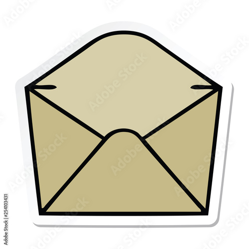sticker of a quirky hand drawn cartoon envelope