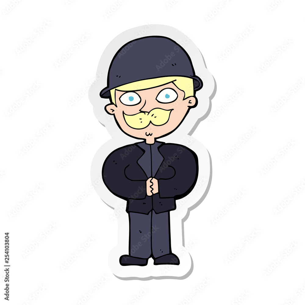 sticker of a cartoon man in bowler hat sticker of a cartoon man in bowler hat