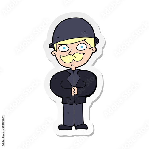 sticker of a cartoon man in bowler hat