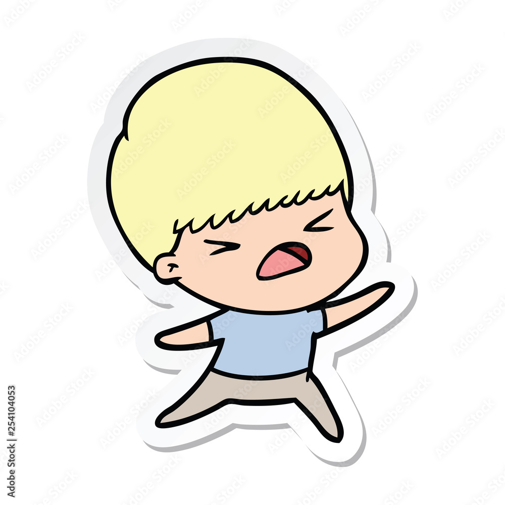 sticker of a cartoon stressed man sticker of a cartoon stressed man