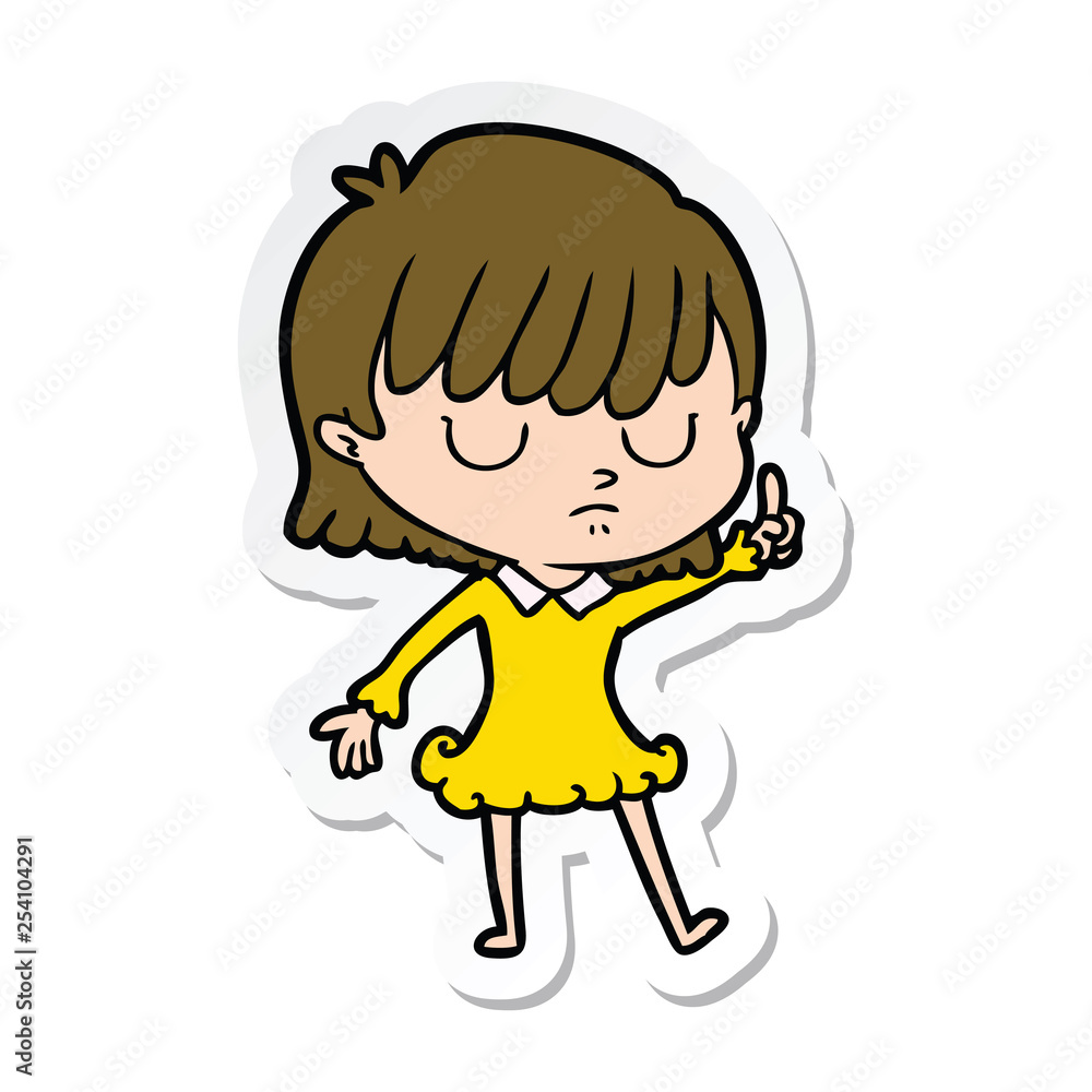 sticker of a cartoon woman