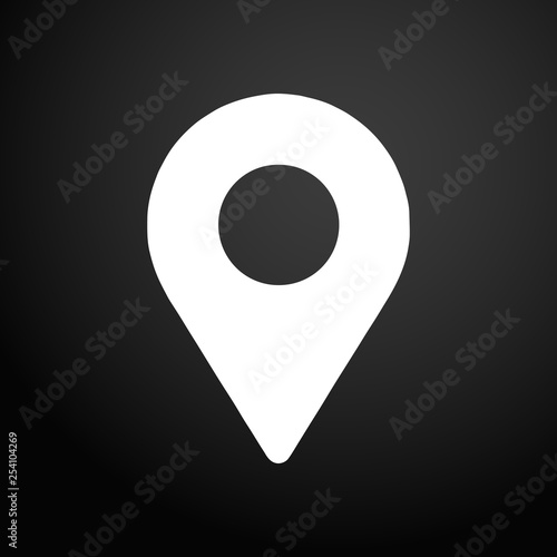 Location icon. Black flat square button