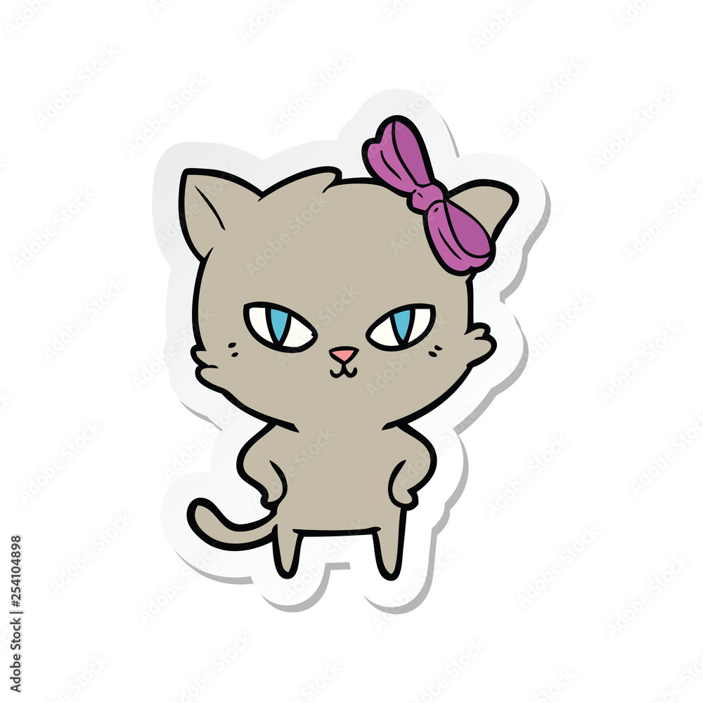 sticker of a cute cartoon cat sticker of a cute cartoon cat