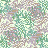 Decorative ornamental seamless spring tropical pattern. Endless elegant texture with leaves. Tempate for design fabric, backgrounds, wrapping paper, package, covers