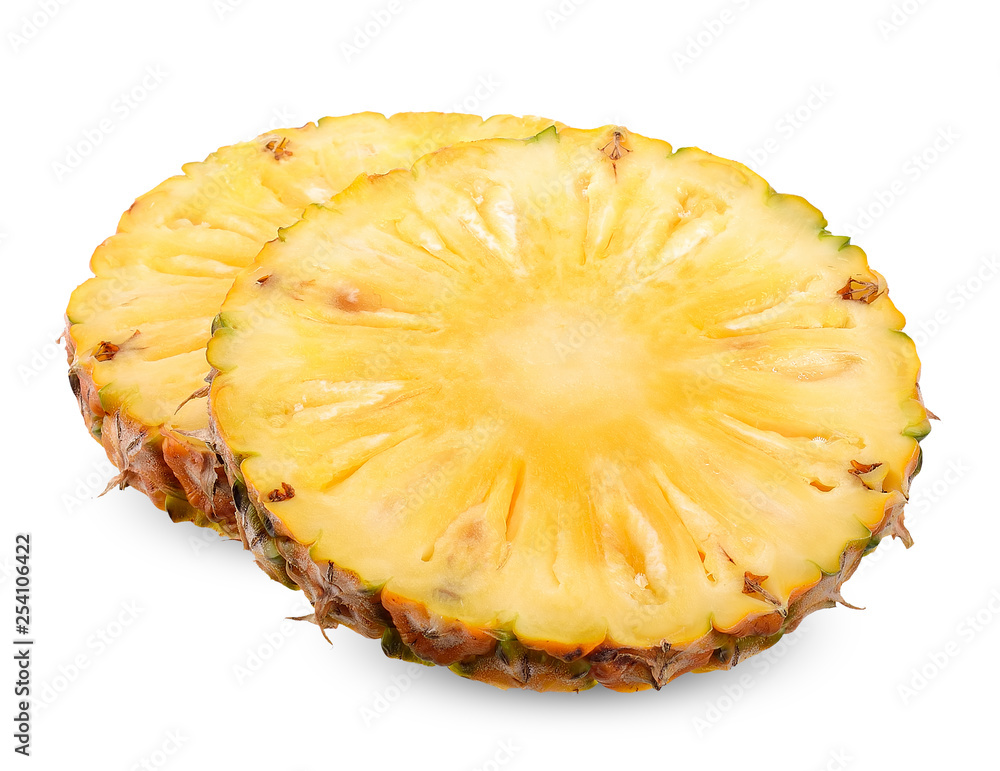 Slice pineapple isolated on white clipping path Slice pineapple isolated on white clipping path