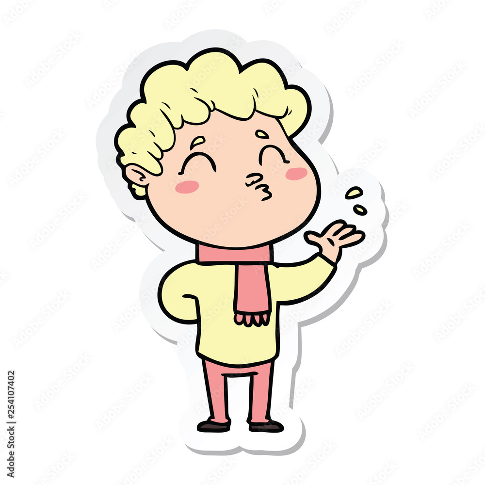 sticker of a cartoon man pouting sticker of a cartoon man pouting