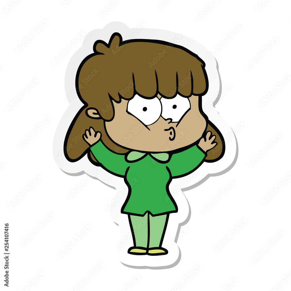 sticker of a cartoon whistling girl sticker of a cartoon whistling girl