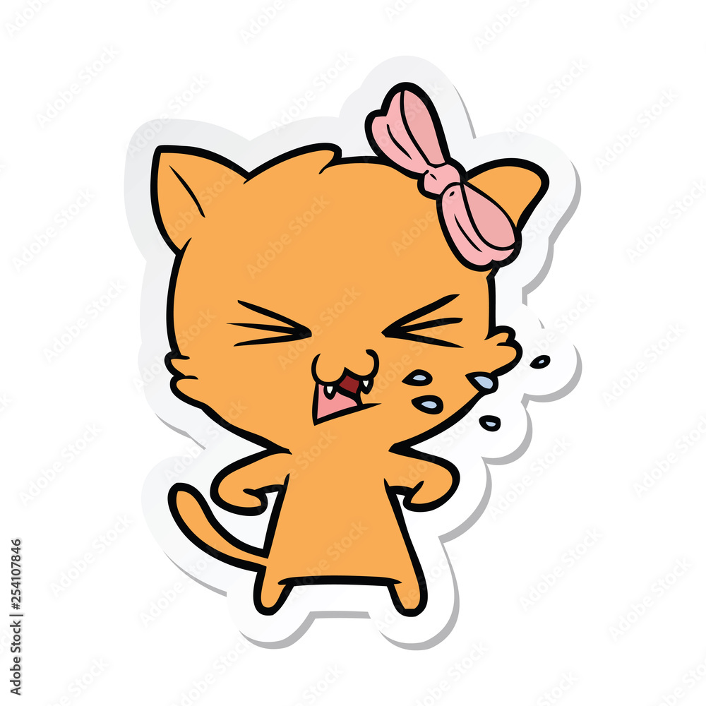 sticker of a cartoon cat sticker of a cartoon cat