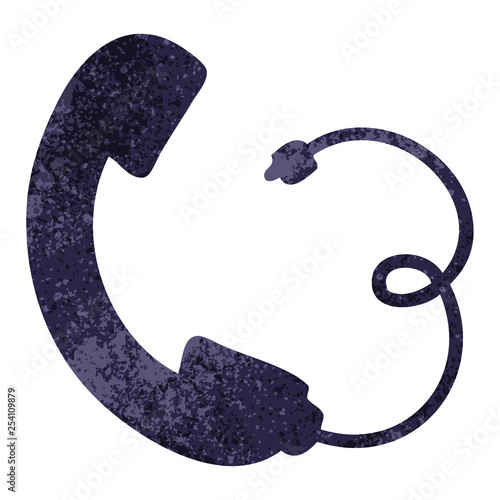 retro grunge texture cartoon telephone receiver