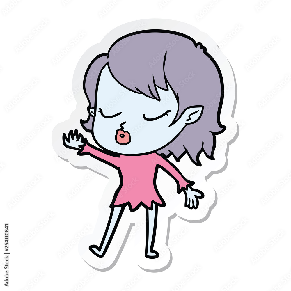 sticker of a cute cartoon vampire girl sticker of a cute cartoon vampire girl