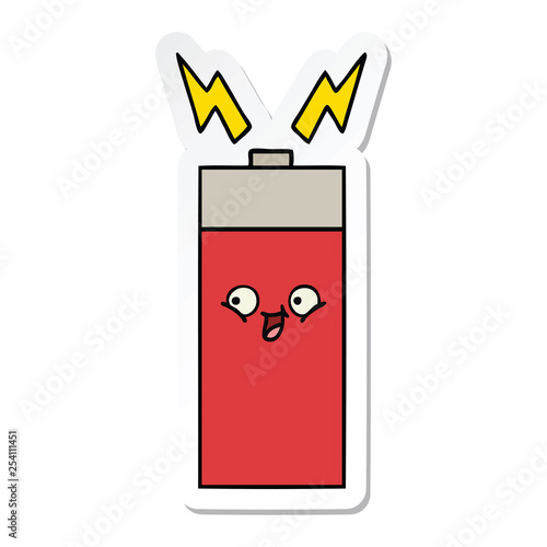 sticker of a cute cartoon battery