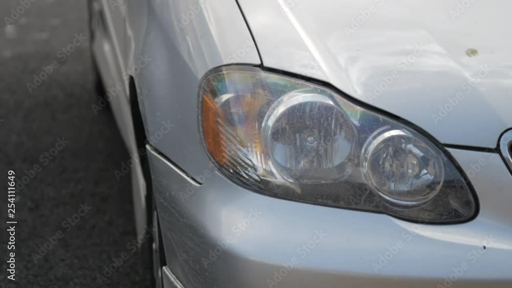 Close up car headlight framed right Close up car headlight framed right
