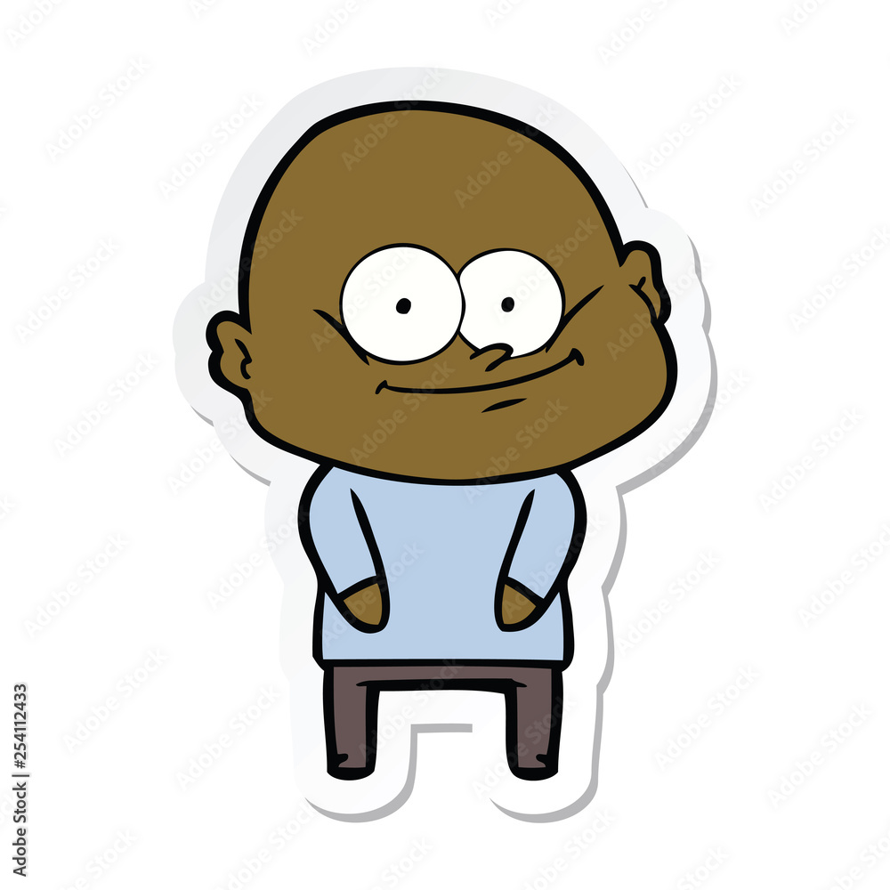 sticker of a cartoon bald man staring sticker of a cartoon bald man staring