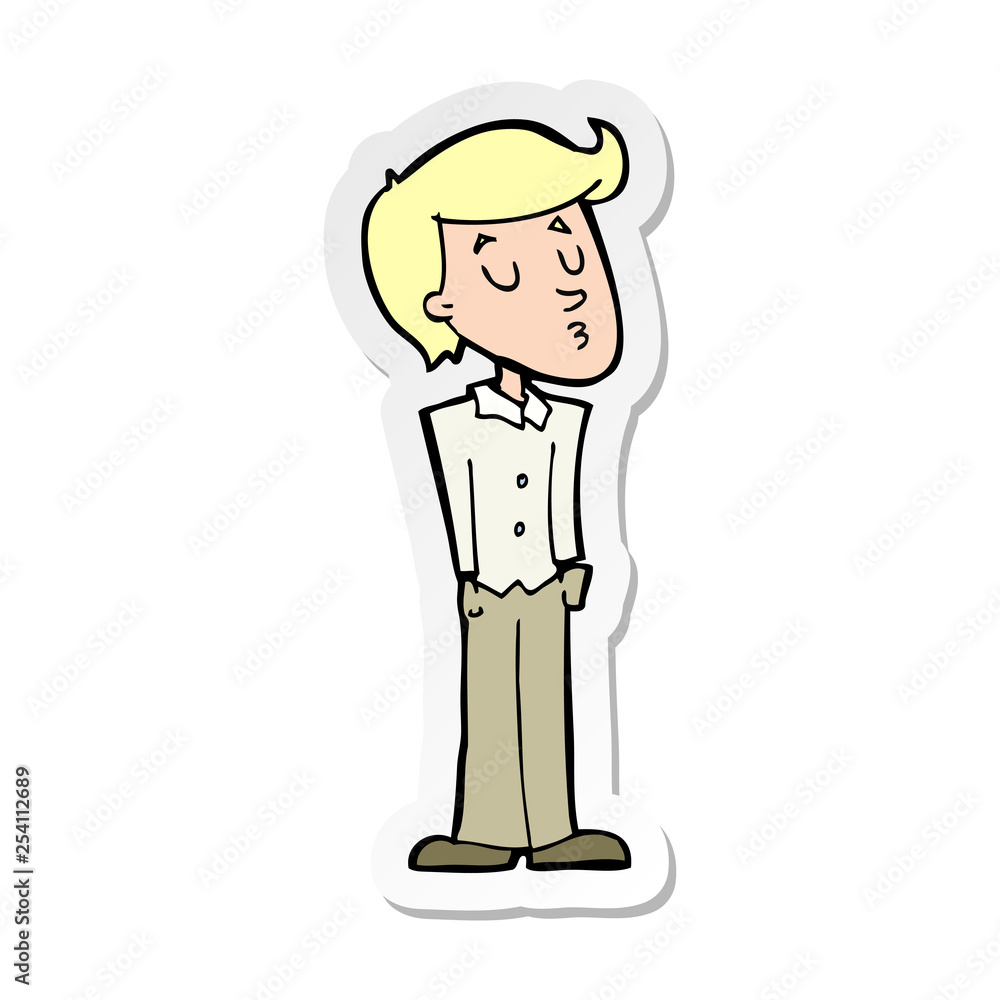 sticker of a cartoon calm man sticker of a cartoon calm man
