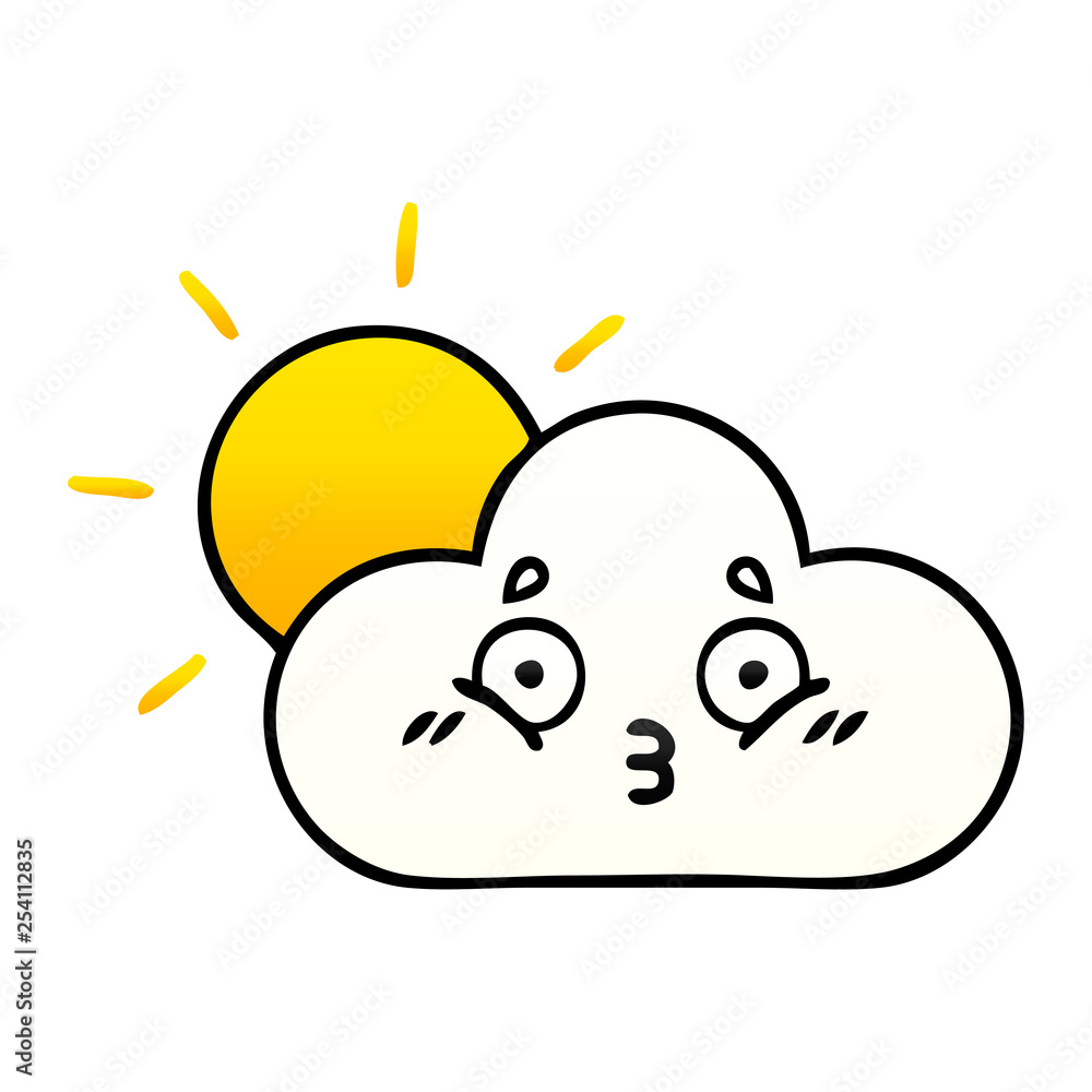 gradient shaded cartoon sunshine and cloud gradient shaded cartoon sunshine and cloud